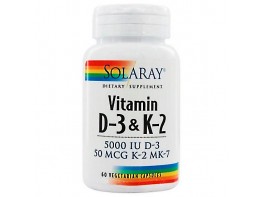 Solaray Vitamina d3 & k2 (mk7) 60caps Imagen del producto Solaray Vitamina d3 & k2 (mk7) 60caps