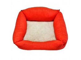 Siesta cama naranja con cojín de borreguito para mascotas 55cm Imagen del producto Siesta cama naranja con cojín de borreguito para mascotas 55cm