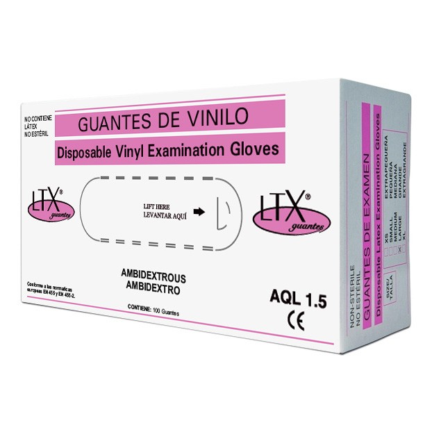Ltx guantes vinilo aql 15 T-L 100uds Imagen de Ltx guantes vinilo aql 15 T-L 100uds