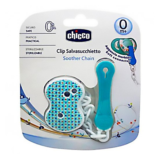 Chicco Fashion Clip para chupete de color azul 1u Imagen de Chicco Fashion Clip para chupete de color azul 1u