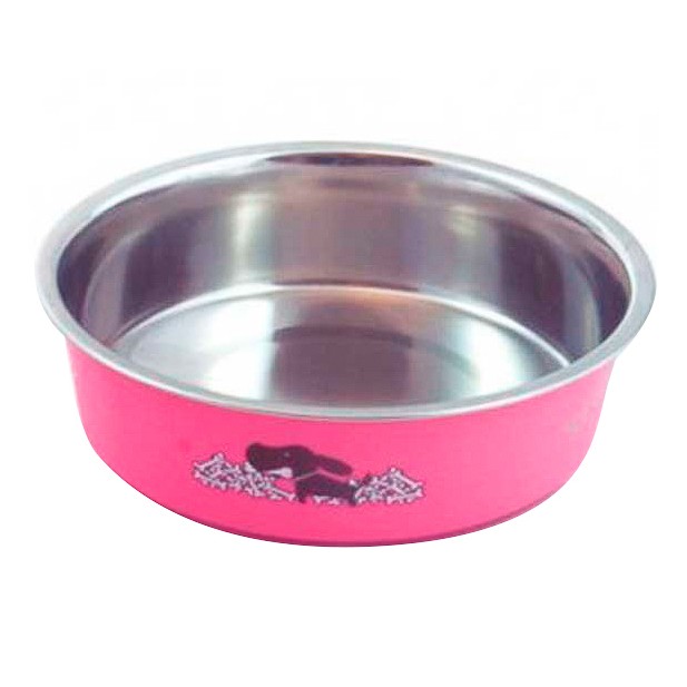 Biozoo Comedero acero inox. impreso rosa 21cm Imagen de Biozoo Comedero acero inox. impreso rosa 21cm