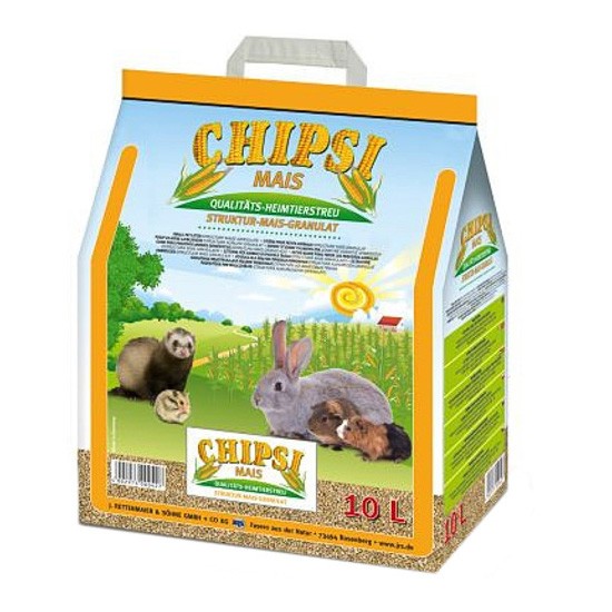 Chipsi lecho higiénico de maiz para pequeñas mascotas y aves 10l Imagen de Chipsi lecho higiénico de maiz para pequeñas mascotas y aves 10l