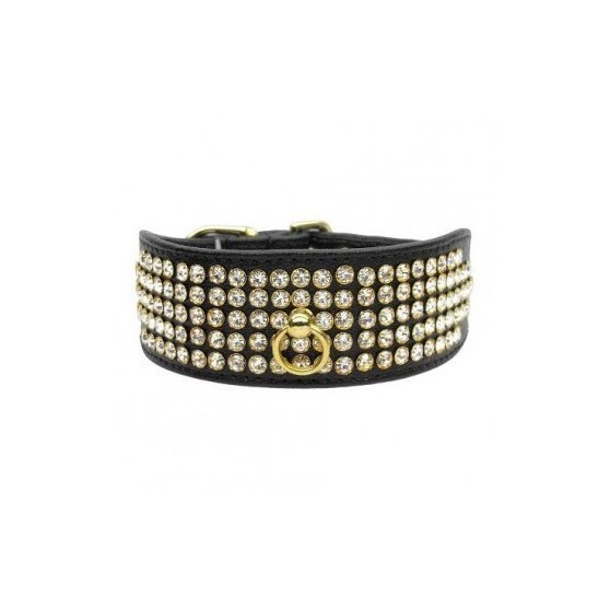 Collar cristales 5 filas negro talla 18 Imagen de Collar cristales 5 filas negro talla 18