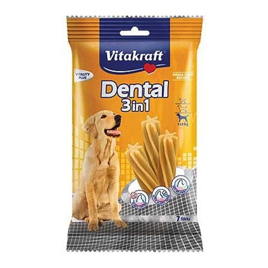 Vitakraft Dental 3 en 1 perros medianos 180g Imagen de Vitakraft Dental 3 en 1 perros medianos 180g