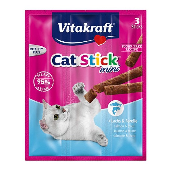 Vitakraft Cat stick mini, salmón & trucha 18g 3 Imagen de Vitakraft Cat stick mini, salmón & trucha 18g 3