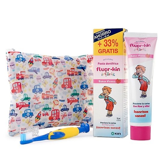 Fluorkin infantil pasta+cepillo+neceser Imagen de Fluorkin infantil pasta+cepillo+neceser