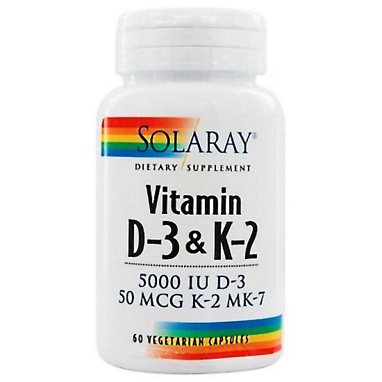 Solaray Vitamina d3 & k2 (mk7) 60caps Imagen de Solaray Vitamina d3 & k2 (mk7) 60caps