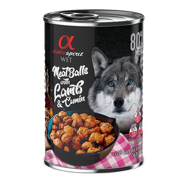 Alpha Spirit albóndigas de cordero con comino, alimento húmedo para perros adultos 6 x 400g Imagen de Alpha Spirit albóndigas de cordero con comino, alimento húmedo para perros adultos 6 x 400g