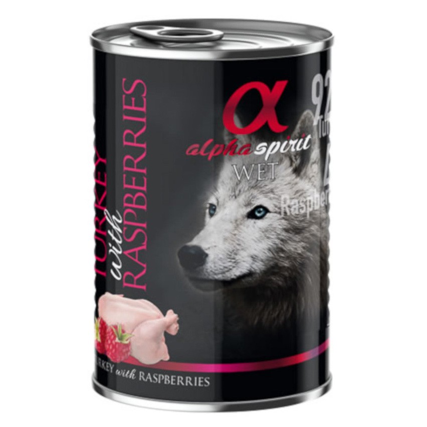 Alpha Spirit lata de pavo y pera, alimento húmedo completo para perros adultos 6u x 400g Imagen de Alpha Spirit lata de pavo y pera, alimento húmedo completo para perros adultos 6u x 400g