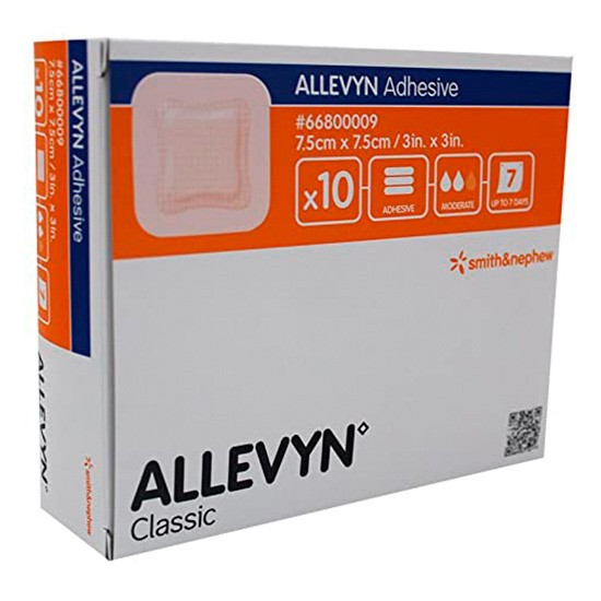 Allevyn adhesive 7,5x7,5cm 10u aposito Imagen de Allevyn adhesive 7,5x7,5cm 10u aposito