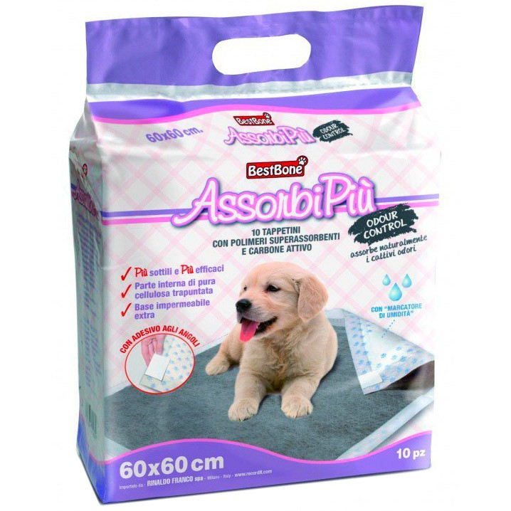 Bestbone empapadores superabsorbentes con carbón activo para mascotas 60 x 60cm 10 unidades. Imagen de Bestbone empapadores superabsorbentes con carbón activo para mascotas 60 x 60cm 10 unidades.