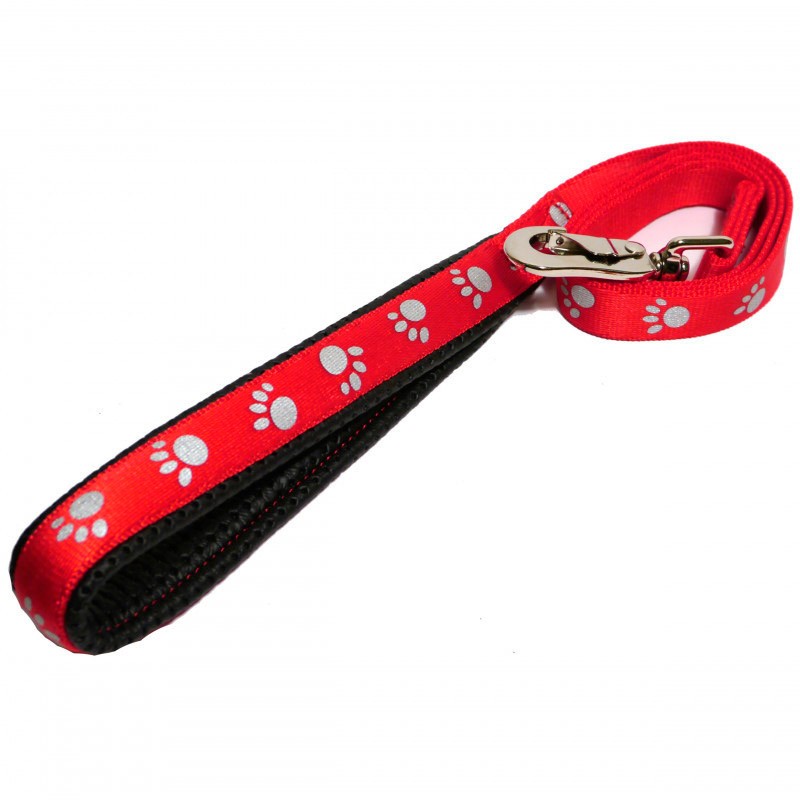 Rosewood correa reflectante huellas roja 100 cm x 25 mm Imagen de Rosewood correa reflectante huellas roja 100 cm x 25 mm