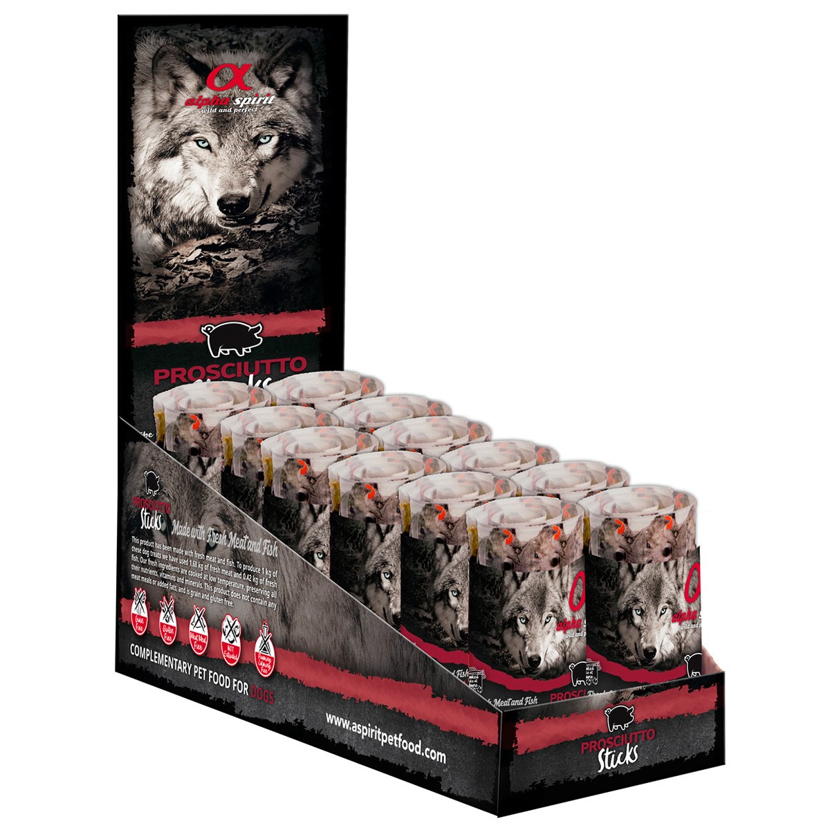 Alpha Spirit Ristra barritas de jamón para perros 16u Imagen de Alpha Spirit Ristra barritas de jamón para perros 16u