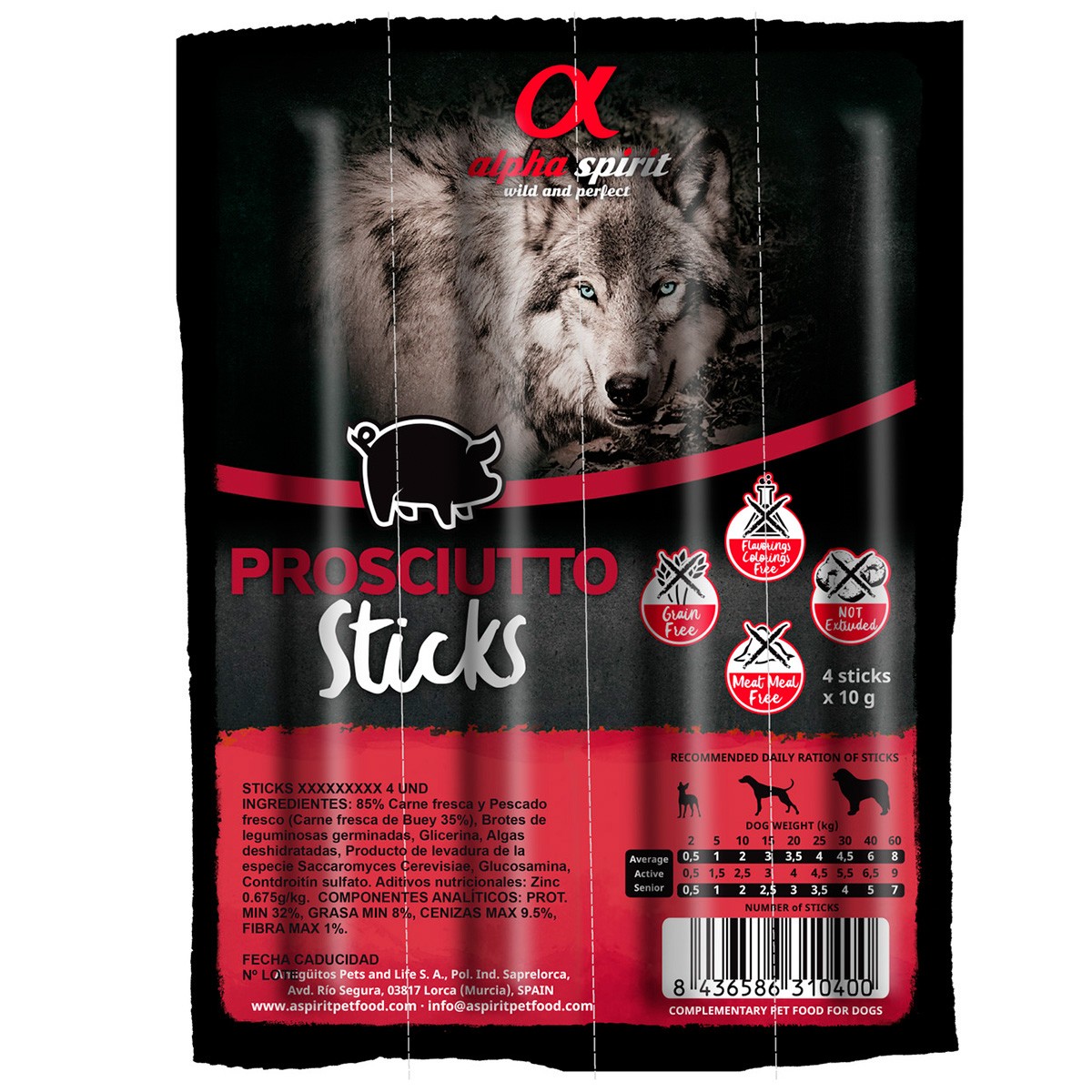 Alpha Spirit barritas jamon 4x10g 16uds Imagen de Alpha Spirit barritas jamon 4x10g 16uds