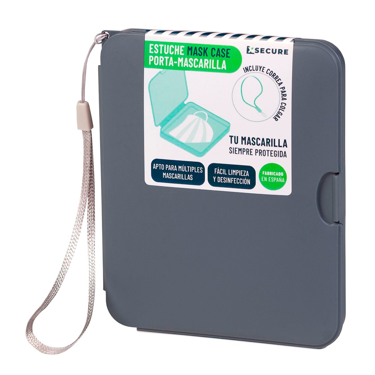 Xsecure Estuche porta mascarillas gris oscuro Imagen de Xsecure Estuche porta mascarillas gris oscuro