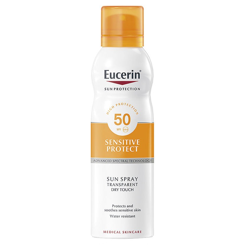 Eucerin dry tocuh spray transparente spf50+ 200ml Imagen de Eucerin dry tocuh spray transparente spf50+ 200ml