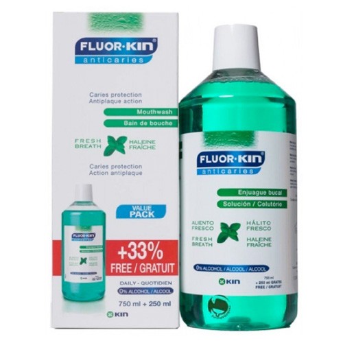 FLUORKIN ENJUAGUE ANTICARIES 750+250 ML Imagen de FLUORKIN ENJUAGUE ANTICARIES 750+250 ML