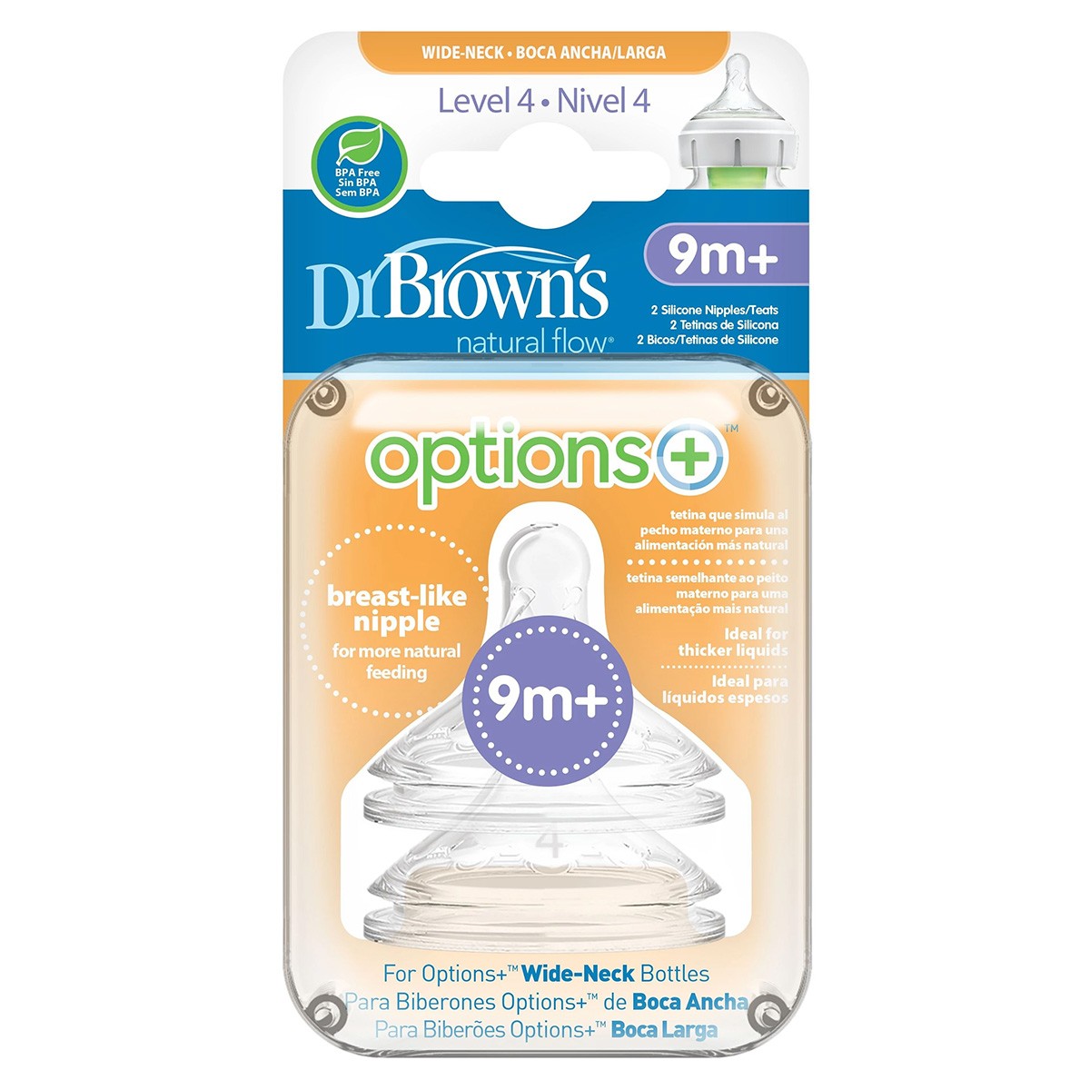 Dr.Brown's tetina boca ancha options 9m+ Imagen de Dr.Brown's tetina boca ancha options 9m+