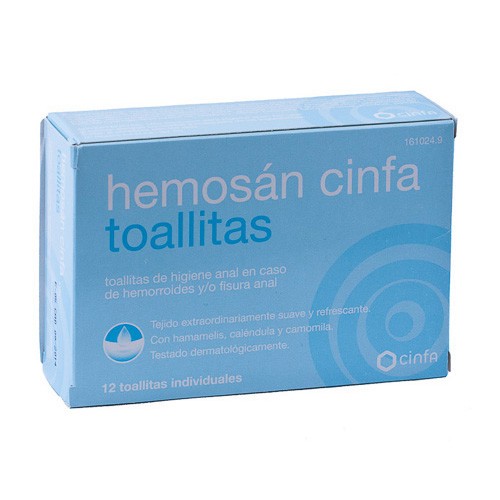 HEMOSAN CINFA HEMORROIDES 12 TOALLITAS Imagen de HEMOSAN CINFA HEMORROIDES 12 TOALLITAS