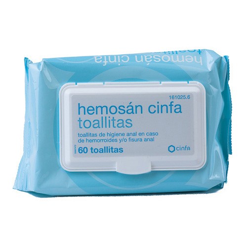 HEMOSAN CINFA HEMORROIDES 60 TOALLITAS Imagen de HEMOSAN CINFA HEMORROIDES 60 TOALLITAS