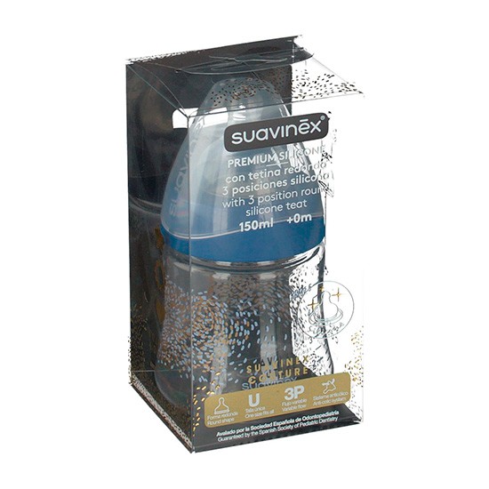 Suavinex Biberón premium silicona tetina 3 posiciones 150ml Imagen de Suavinex Biberón premium silicona tetina 3 posiciones 150ml