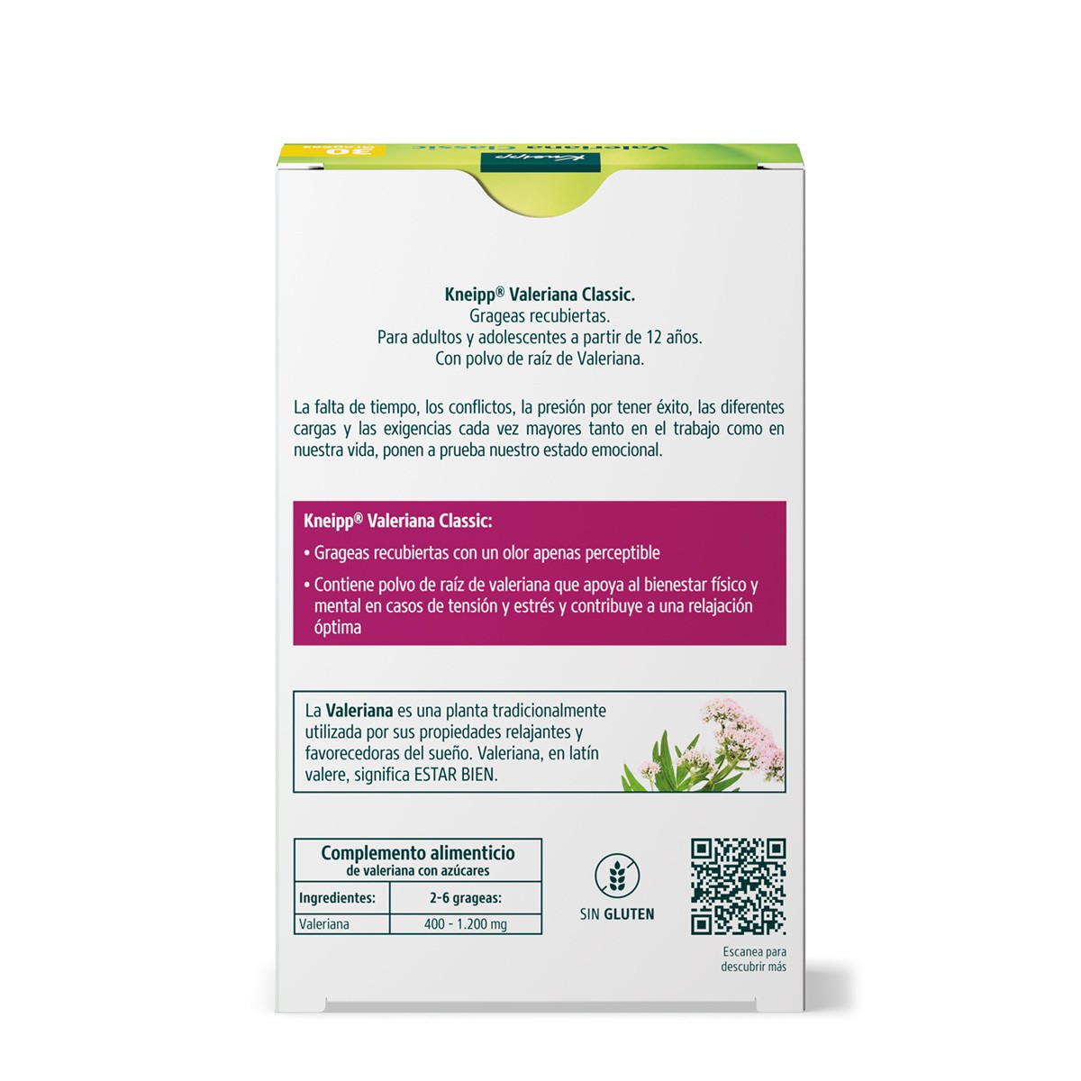 Imagen de Kneipp Valeriana Classic 200mg 30 grageas