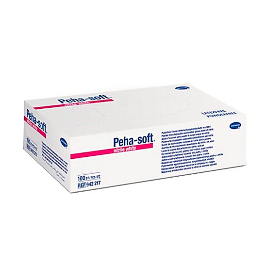 Peha-Soft Guantes Nitrilo Blanco Talla L 100u Imagen de Peha-Soft Guantes Nitrilo Blanco Talla L 100u