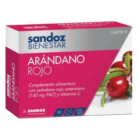 Sandoz Bienestar Arandano 140mg 30 cápsulas Imagen de Sandoz Bienestar Arandano 140mg 30 cápsulas