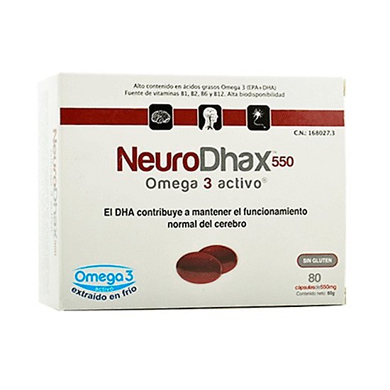 Neurodhax omega 3 activo 550 mg 80 caps Imagen de Neurodhax omega 3 activo 550 mg 80 caps