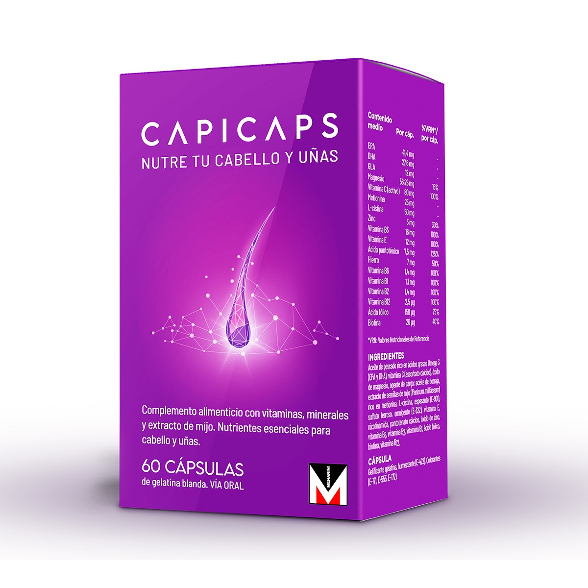CAPICAPS CABELLO Y UÑAS 60 CAPSULAS Imagen de CAPICAPS CABELLO Y UÑAS 60 CAPSULAS