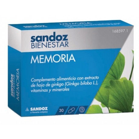 Sandoz Bienestar Memoria 180mg 30 cápsulas Imagen de Sandoz Bienestar Memoria 180mg 30 cápsulas
