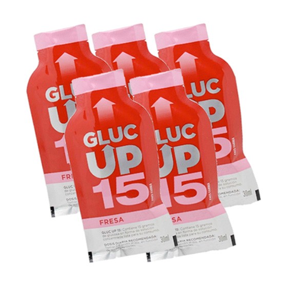 GLUC UP FRESA 15 GR X 5 STICKS DE 30 ML Imagen de GLUC UP FRESA 15 GR X 5 STICKS DE 30 ML