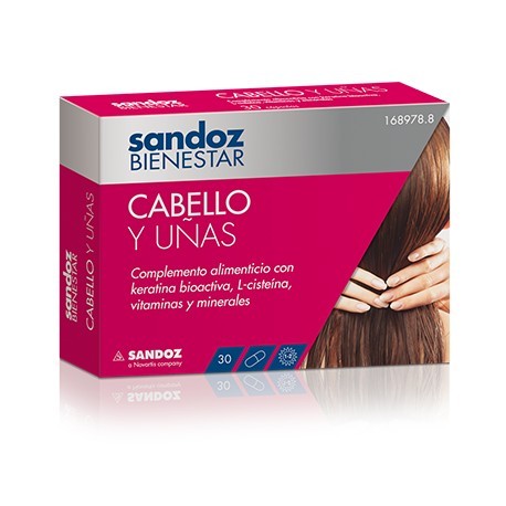 Sandoz Bienestar Cabello y Uñas 30 cápsulas Imagen de Sandoz Bienestar Cabello y Uñas 30 cápsulas