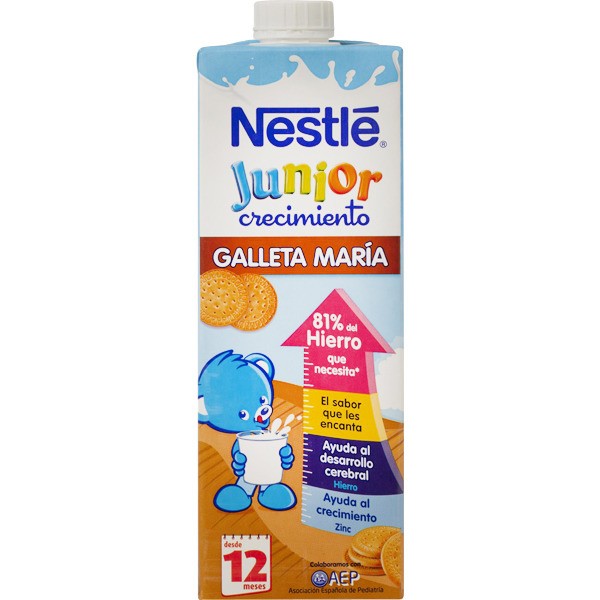Nestlé Junior Crecimiento galleta +1 1L Imagen de Nestlé Junior Crecimiento galleta +1 1L