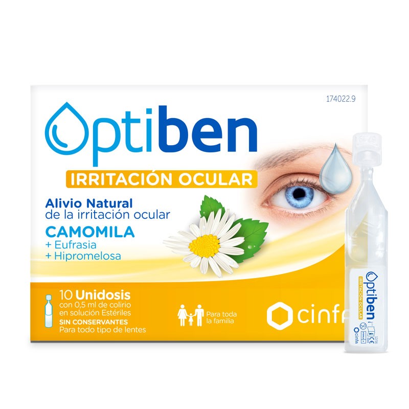 Optiben ojos irritados 10 ampollas Imagen de Optiben ojos irritados 10 ampollas