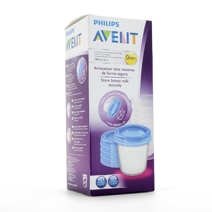 AVENT RECIPIENT LECHE 5 VASOS+TAPA 180ML Imagen de AVENT RECIPIENT LECHE 5 VASOS+TAPA 180ML