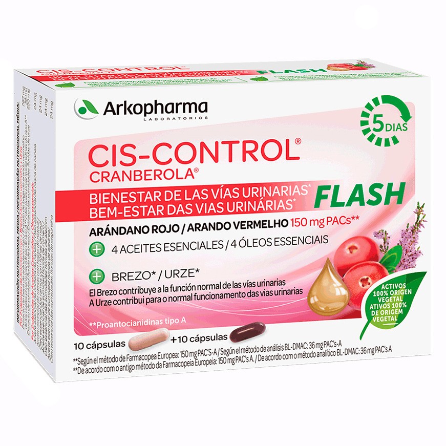 Arkochim Cis-Control Cranberola Flash complemento 20 cápsulas Imagen de Arkochim Cis-Control Cranberola Flash complemento 20 cápsulas