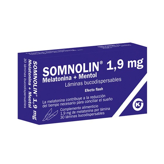 Somnolin melatonina + mentol 30 bucodispersables Imagen de Somnolin melatonina + mentol 30 bucodispersables