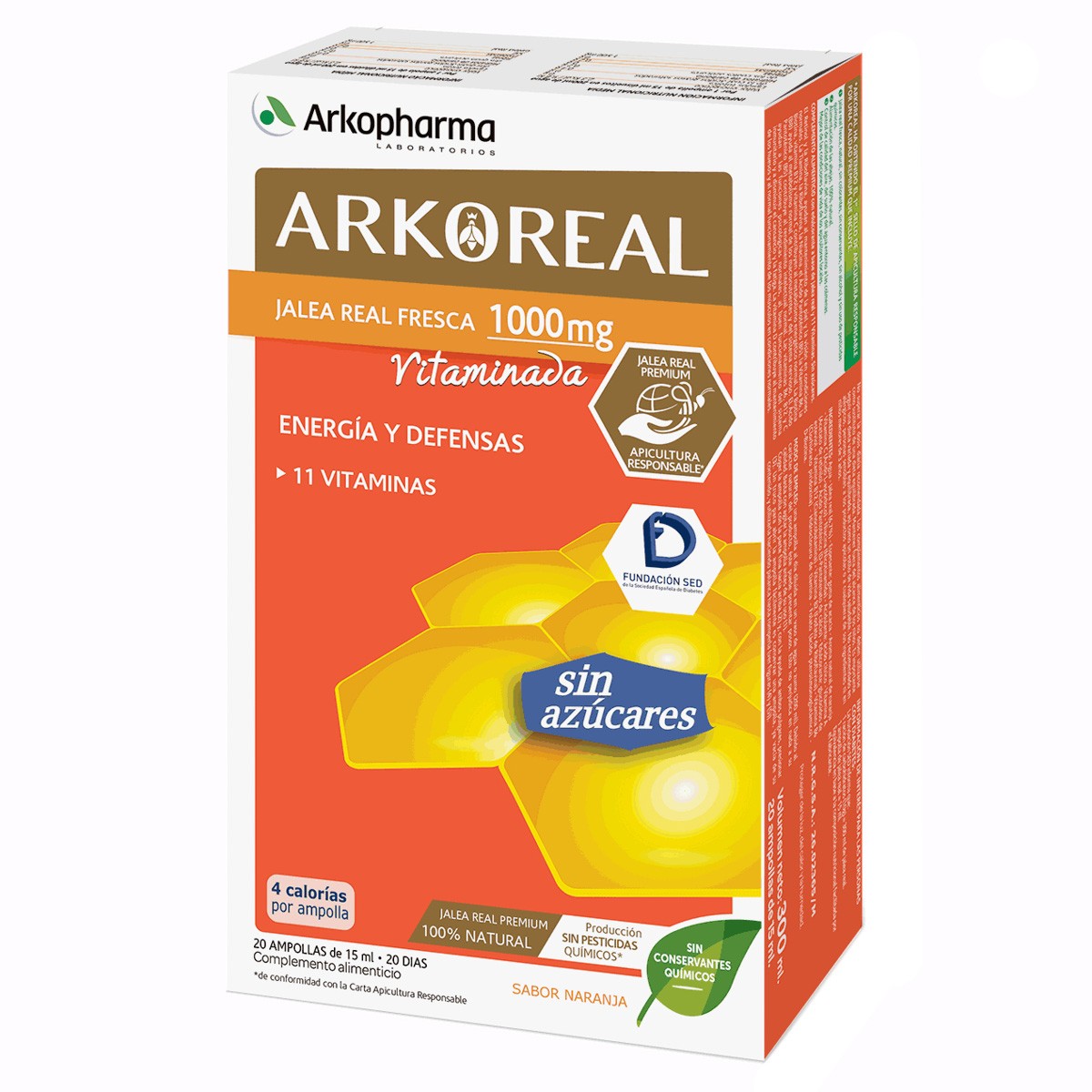 Arkopharma Arkoreal jalea real vitaminada sin azúcar 20 ampollas de 15ml Imagen de Arkopharma Arkoreal jalea real vitaminada sin azúcar 20 ampollas de 15ml