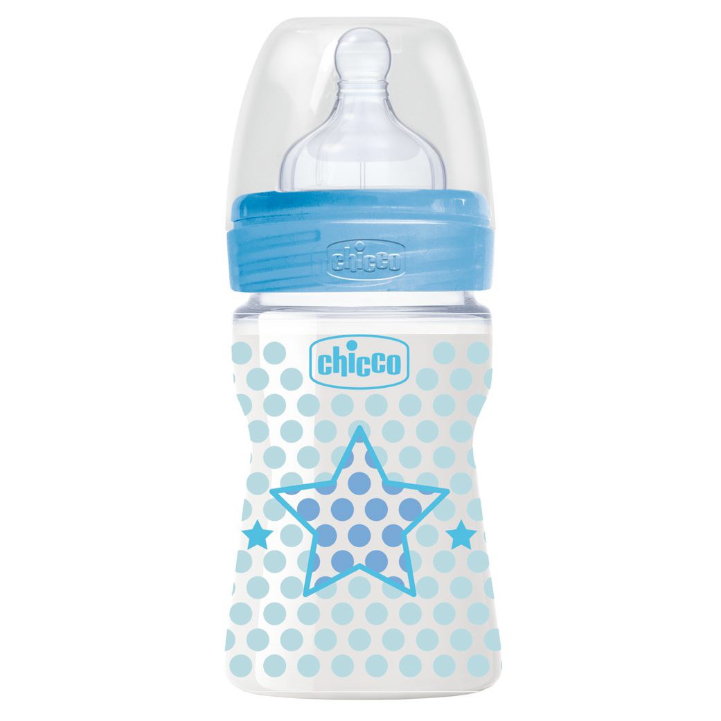 Chicco Well-Being biberón silicona azul 150ml Imagen de Chicco Well-Being biberón silicona azul 150ml