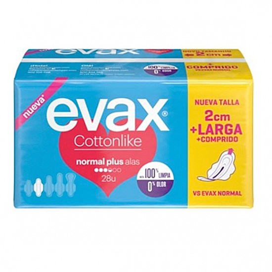 Evax compresas cottonlike normal plus alas 28 uds Imagen de Evax compresas cottonlike normal plus alas 28 uds
