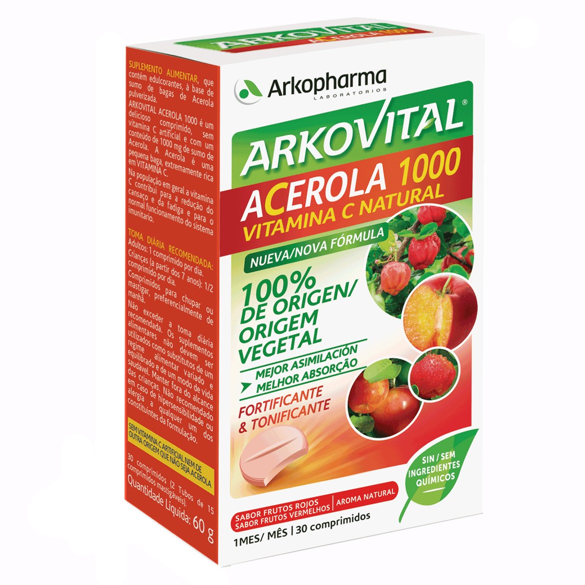 Arkopharma Arkovital acerola 1000 vitamina C 30 comprimidos Imagen de Arkopharma Arkovital acerola 1000 vitamina C 30 comprimidos