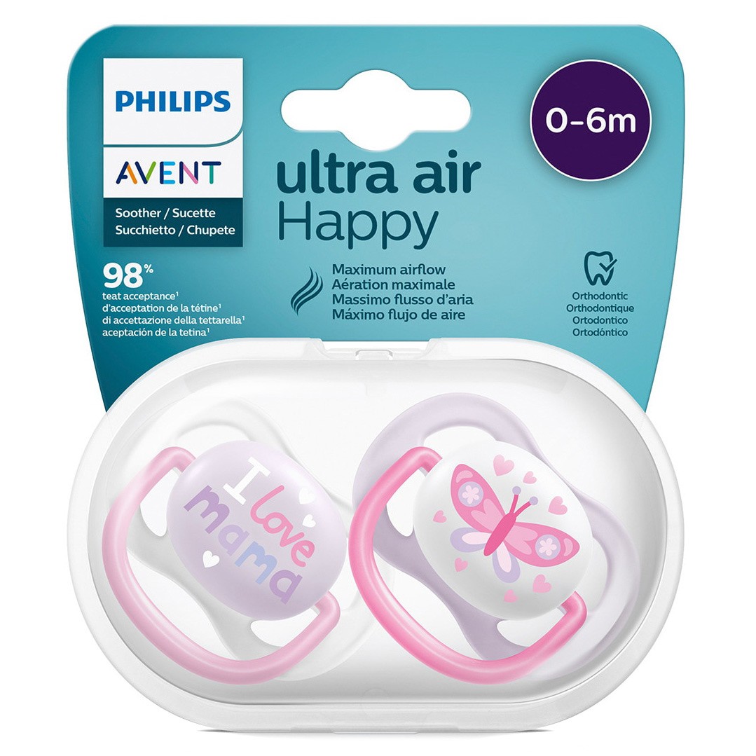 Avent chupete ultra air happy 0-6 niña Imagen de Avent chupete ultra air happy 0-6 niña