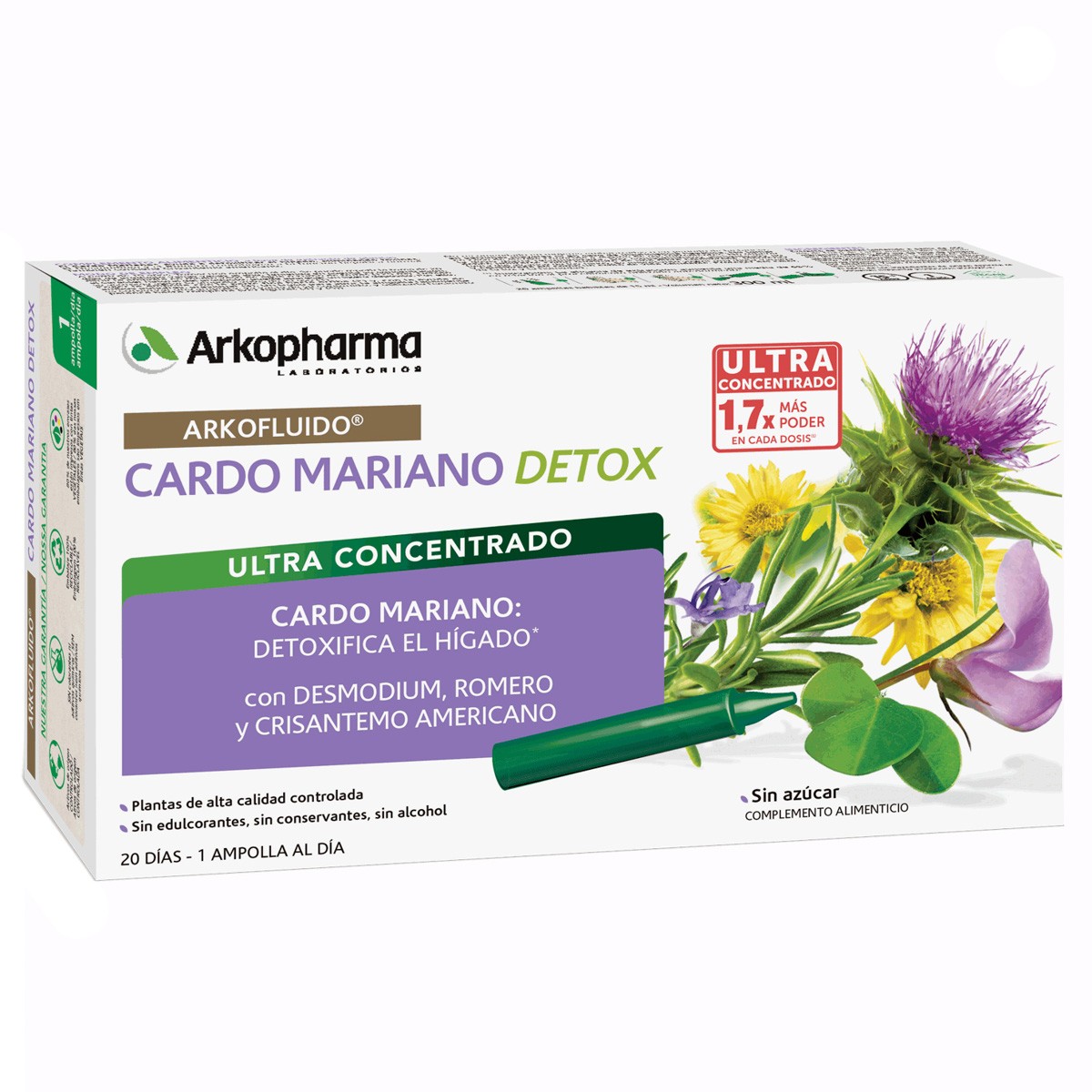 Arkofluido Cardo Mariano 20 ampollas Imagen de Arkofluido Cardo Mariano 20 ampollas