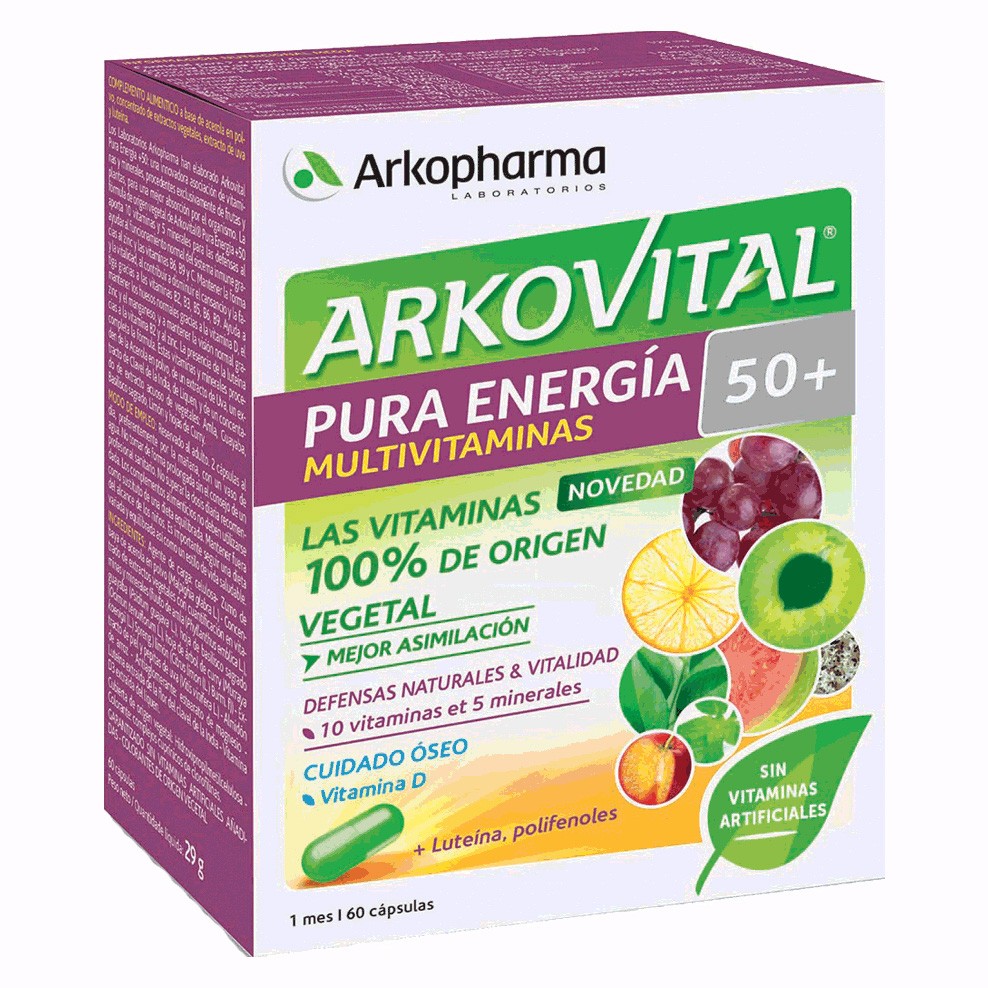 ARKOVITAL PURA ENERGIA SENIOR 50+ 60CAPS Imagen de ARKOVITAL PURA ENERGIA SENIOR 50+ 60CAPS