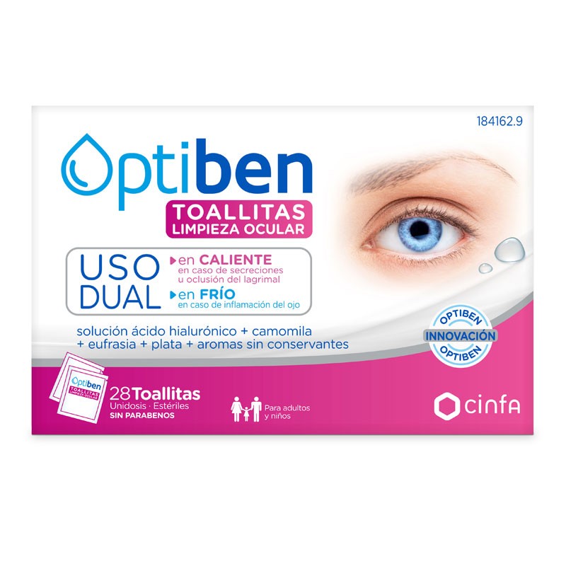 OPTIBEN TOALLITAS OCULARES USO DUAL 28 U Imagen de OPTIBEN TOALLITAS OCULARES USO DUAL 28 U