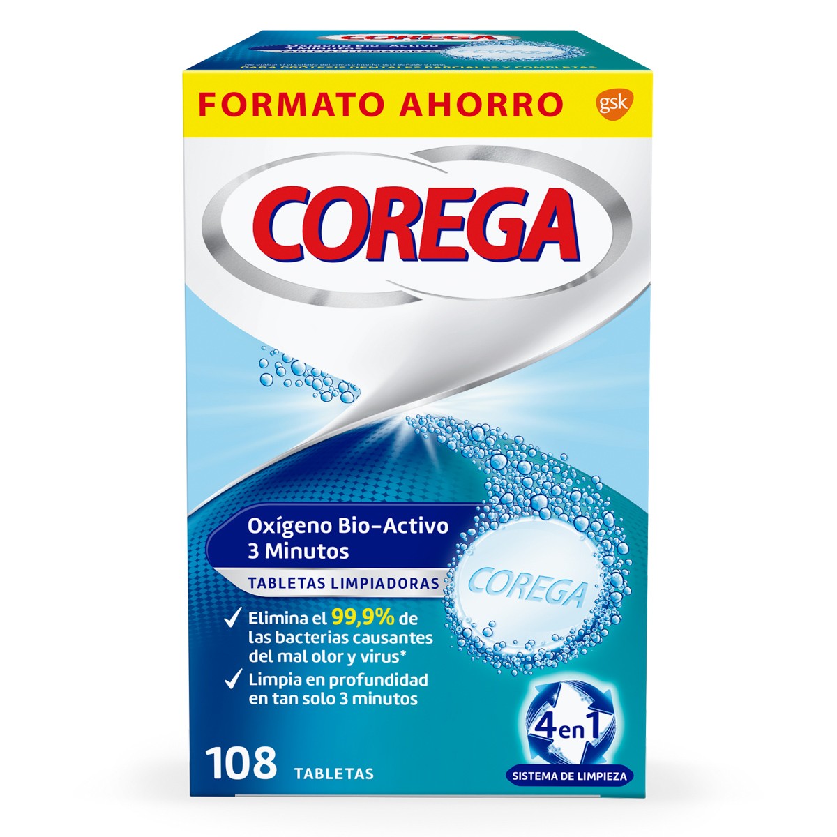 Corega oxígeno bio-activo 108 tabletas Imagen de Corega oxígeno bio-activo 108 tabletas