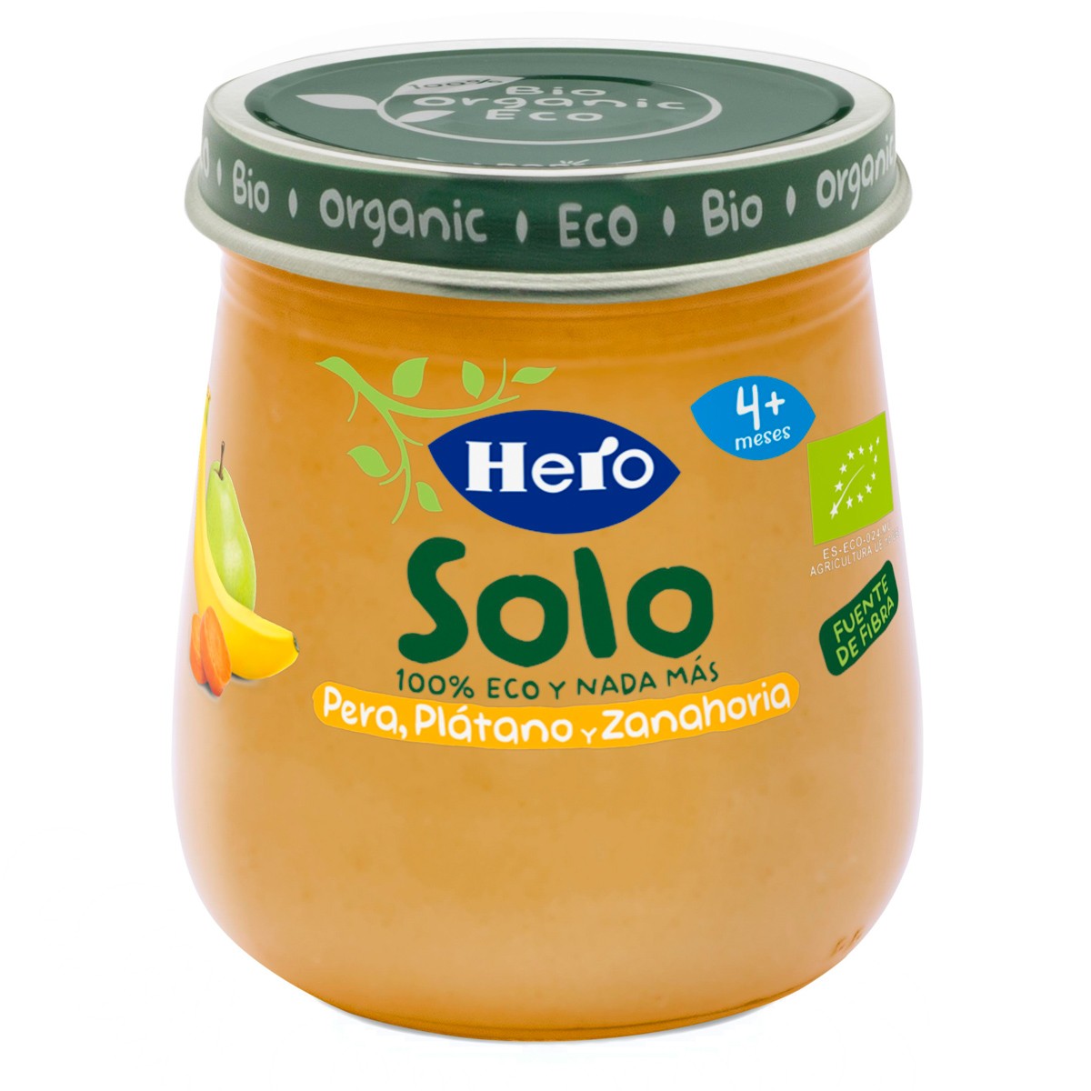 Hero Baby Solo ecológico pera plátano zanahorias 120g Imagen de Hero Baby Solo ecológico pera plátano zanahorias 120g