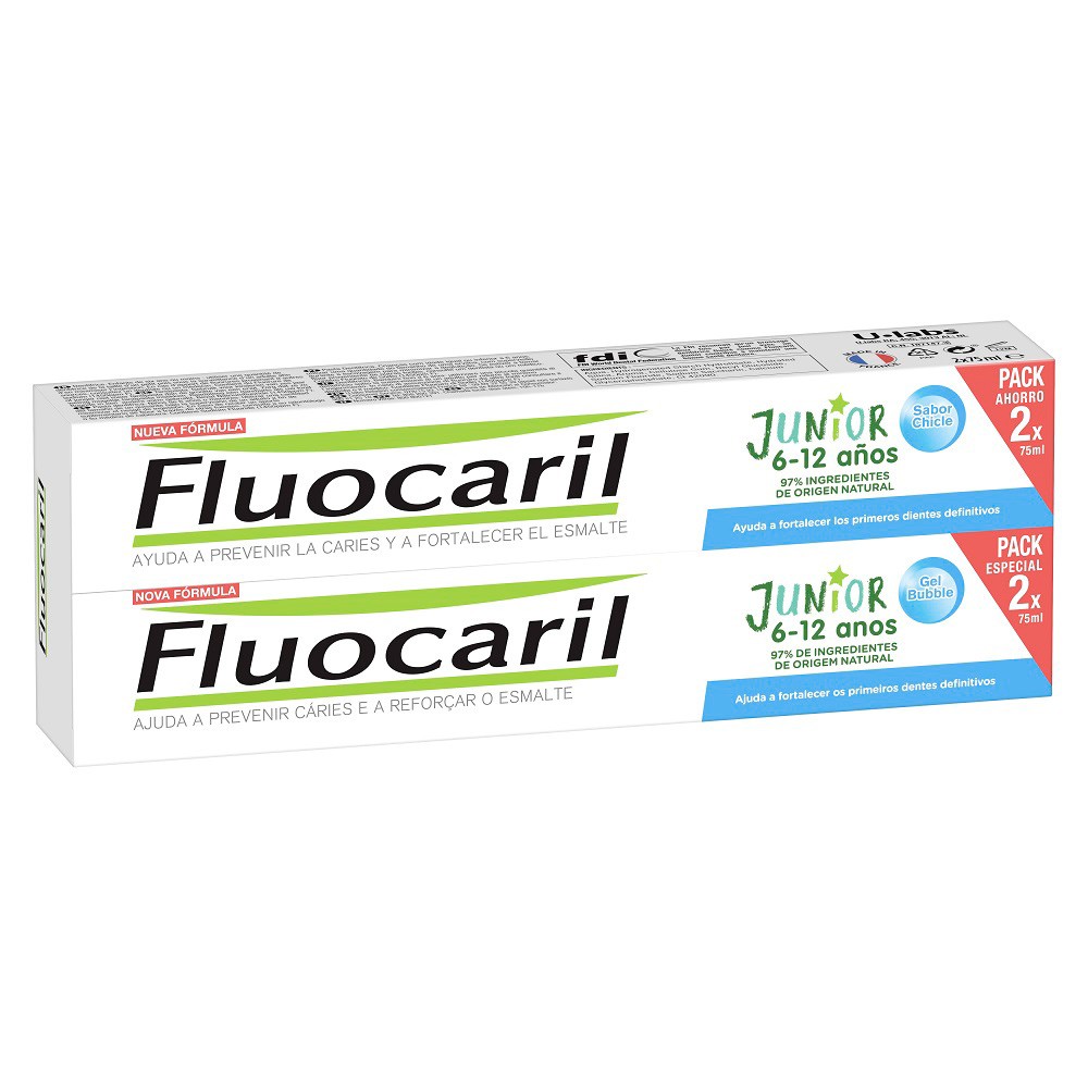 Fluocaril gel bubble junior 6-12 2x75ml Imagen de Fluocaril gel bubble junior 6-12 2x75ml