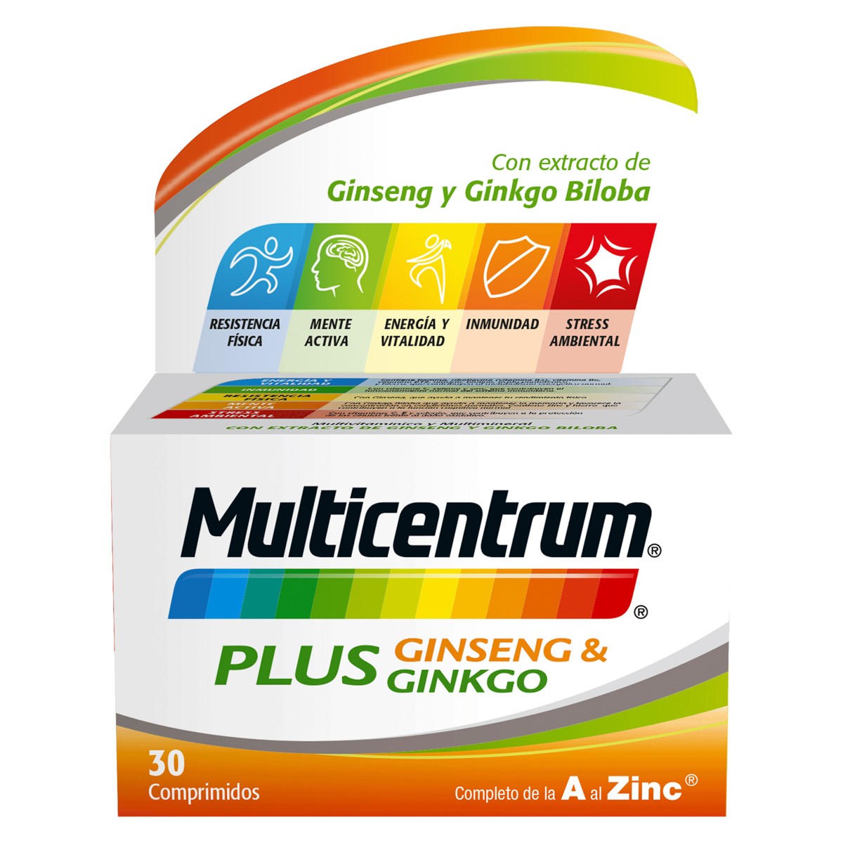 Multicentrum plus ginseng-ginkgo 30 comprimidos Imagen de Multicentrum plus ginseng-ginkgo 30 comprimidos